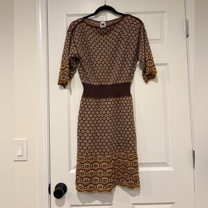 Missoni Brown and Gold Patterned Midi Dress